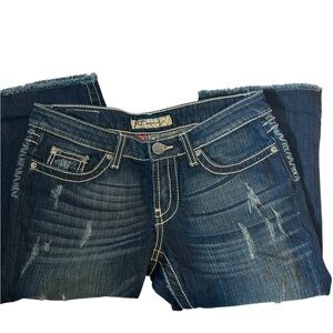 BKE Madison Jeans Women’s 28 Distressed Cuffed Capri Y2K Western
